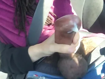 all girl gives pal hand-job in car