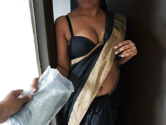 HotSaree, the mischievous Sri Lankan Sinhala hook-up schoolteacher, gets her large boobies nailed by a delivery fellow while her spouse is