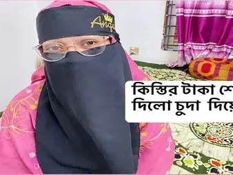 Step-mother gets her taut butt boinked by the debt collector while railing him like a cowgirl