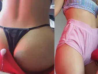 School-Duo polishes and pummels in underwear while providing a lapdance and ass job in undies